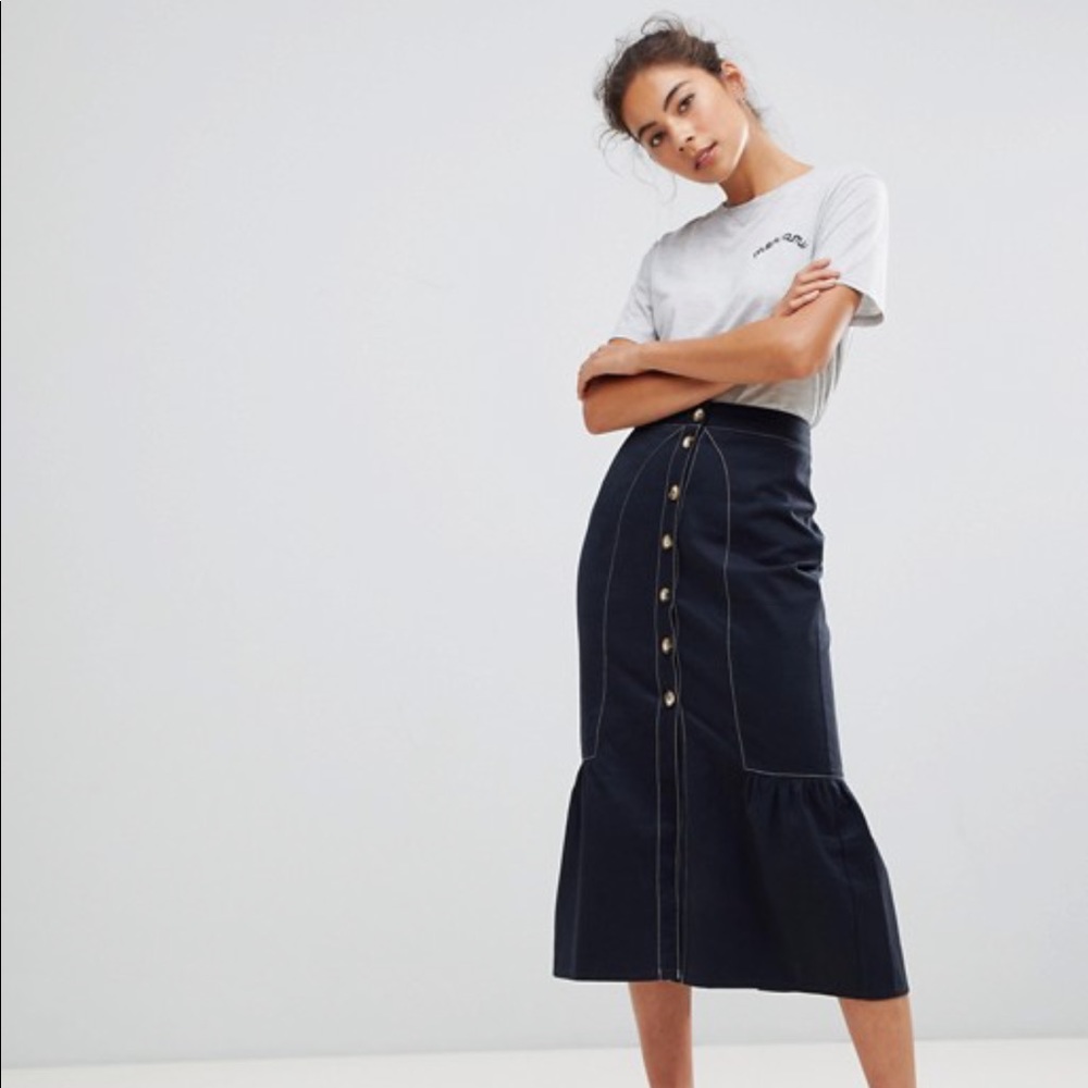NWOT! ASOS Button Front Peplum Skirt